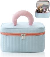 Bolsa de maquillaje de viaje, bolsa de maquillaje portátil, bolsa de cosméticos de gran capacidad con compartimento para asa, bolsa desmontable, multifuncional - details 4