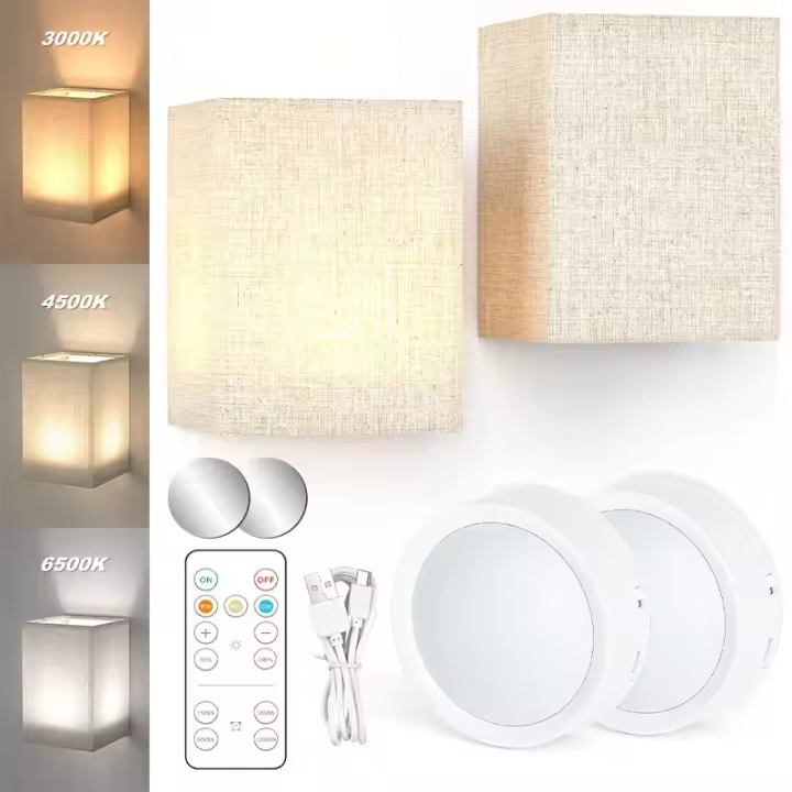 Lámpara De Pared LED Recargable Con Control Remoto Y Luz Nocturna Para Iluminación Interior Ajustable Para Dormitorio Sala De Estar Pasillo Decoración De Hogar - 1