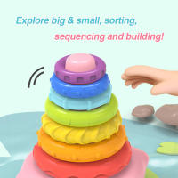 Juguete De Baño Montessori Delfín Arcoíris Con Campana Para Bebés Juego De Pila Flotante De Aprendizaje Temprano Regalo De Cumpleaños O Navidad Para Niños - details 7