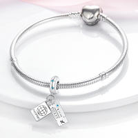 Encanto De Colgante De Árbol De Familia Platinado En Plata Para Pulsera De Bangle Y Collar DIY Regalo Con Doble Vuelo Aéreo - details 139
