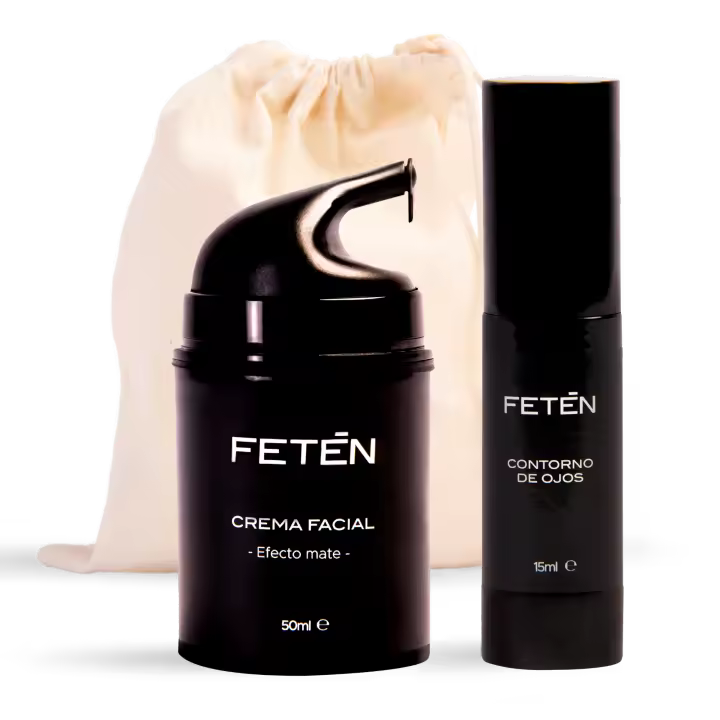 FETEN Crema Antiarrugas y Contorno de Ojos para Hombre - Pack Regalo Cremas Antiedad Hombre, Rutina Cuidado Facial Básico, Men Skincare Set, Estuche de Cosmética para Regalar - 1