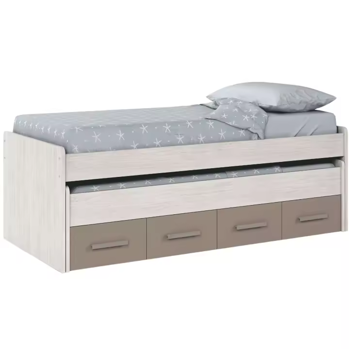 Cama Nido Infantil Juvenil con cajones Basalto y blanco alpes 198x69x96 cm - 1