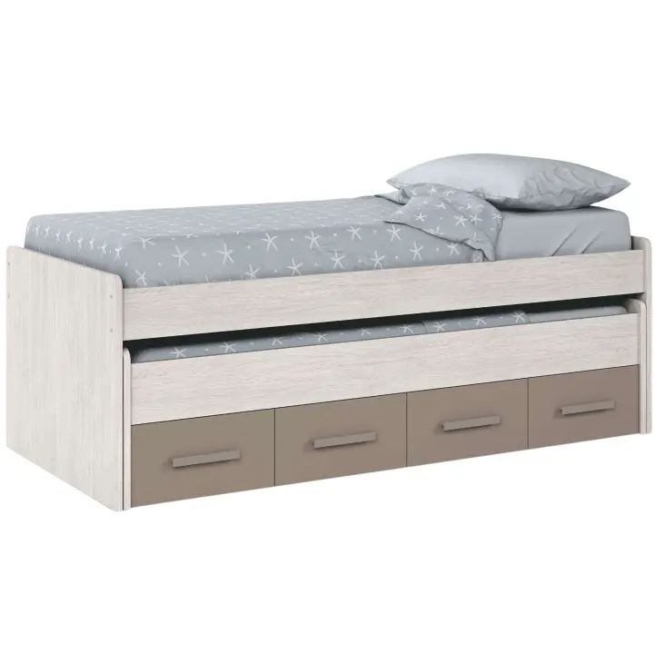 Cama Nido Infantil Juvenil con cajones Basalto y blanco alpes 198x69x96 cm - 1