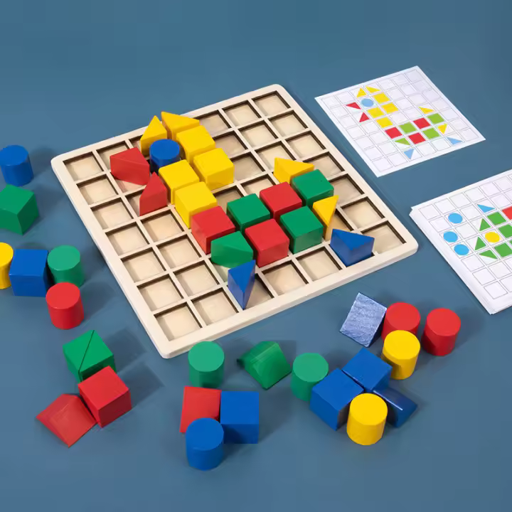 Juguetes Educativos Montessori Para Niños Bloques Creativos De Madera Juego De Inteligencia Con Colores Y Formas Aprendizaje Temprano - 1