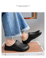 Zapatillas De Verano Para Hombre Con Capa De Dedo Antideslizantes Impermeables Cómodas Y Transpirables Sandalias Planas De Trabajo En Color Sólido Para Cocinero - details 8