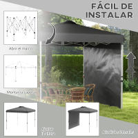 Outsunny Carpa Plegable 2,5x2,5 m Cenador de Jardín con 1 Pared Lateral Altura Ajustable en 3 Niveles Anti-UV Impermeable y Bolsa de Arena para Camping Fiestas - details 3