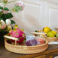 Paseador De Té Y Aperitivos De Rotura Tejida Artesanal Con Manillas Doble Ideal Para Panecillos Multipropósito - details 1