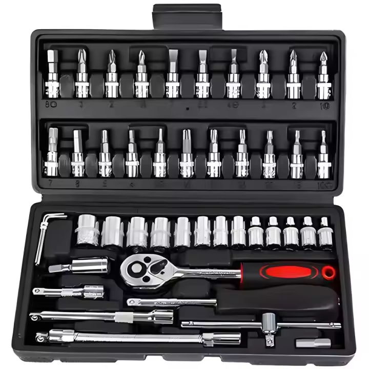 Juego De 46 Piezas Con Llave De Enchufe Rápido Y Kit De Destornilladores Para Uso Manual En Automóviles Y Camiones Con Estuche De Almacenamiento - 1
