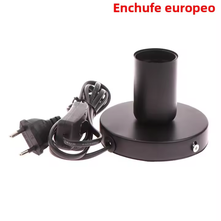 Soporte De Mesa De Metal Pulido Para Lámpara Con Cabeza De Luces Nocturnas De 1.5M Y Enchufe E27 Decoración De Mesa - 1
