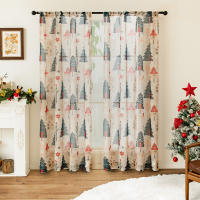 2PC Cortinas Navideñas Decorativas Para Sala De Estar Y Dormitorio Pantalla De Ventana Modernas De Poliéster Sin Cortina Doble - details 5