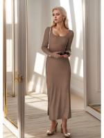 Vestido Bodycon Y2K Para Mujer Cintura Alta Ajustado Manga Larga Vestido Maxi Con Abertura En La Cadera Moda Sencilla Ropa Femenina - details 1