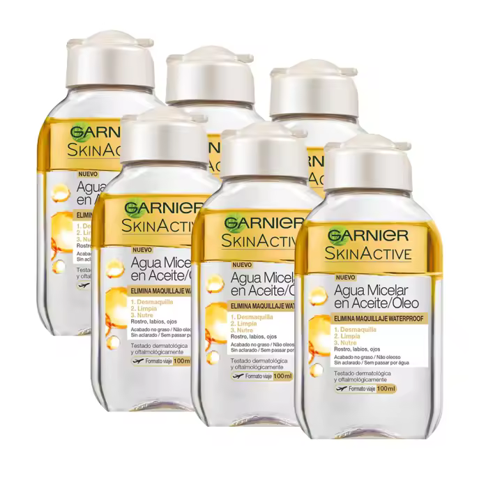 GARNIER Skin Active Agua micelar aceite - Tamaño viaje 6x100ML - 1