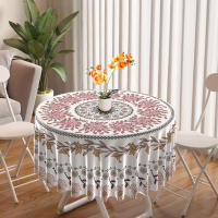 Mantel Redondo Impermeable Con Plantas Florales 63 Pulgadas Cubierta De Comedor Multifuncional Estilo Moderno Solterano - details 1