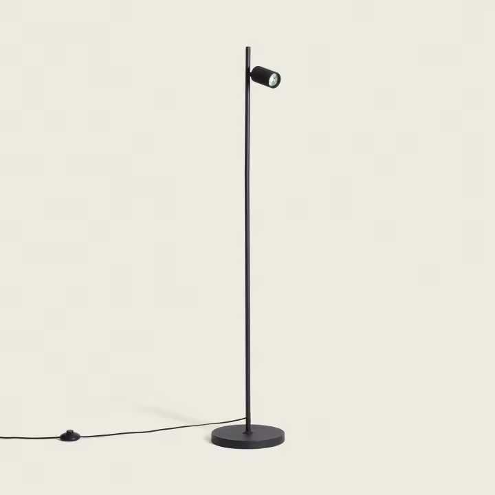 LEDKIA LIGHTING - Lámpara de Pie Aritz | Diseño Moderno en Aluminio | Compatible con Bombillas GU10 | 1230 mm de Altura | Ideal para Salón y Dormitorio, Negro, Aluminio - 1