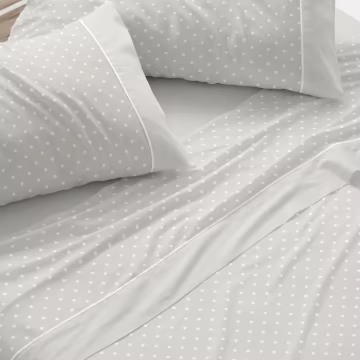 Juego de Sábanas Burrito Blanco 100% Algodón - Diseño Geométrico Círculos | Colchón hasta 32cm | 4 Colores Disponibles - 1