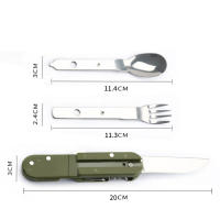 Cuchutlería De Acero Inoxidable Para Camping Cuchillo Plato Cuchara Plegables Portátiles Utensilios De Cocina Para Exteriores - details 4