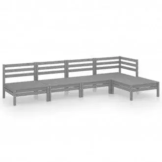 VIDAXL 3082659 conjunto de muebles para el jardín de color gris fabricado en madera de pino - 1
