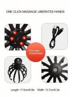 Masajeador De Cabeza Inteligente En Forma De Octopus Para Alivio Del Estrés Y Relajación Herramienta De Masaje Capilar Y Drenaje De Meridianos - details 4