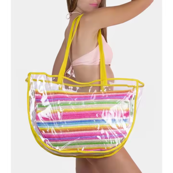 Bolso de playa de rafia doble capazo impermeable - 1