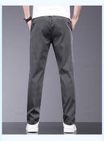 Pantalones Casuales Para Hombre De Seda Lyocell Elásticos Y Delgados Para Primavera Y Verano Pantalones Gris Negocios Con Cintura Media Y Bolsillos - details 9