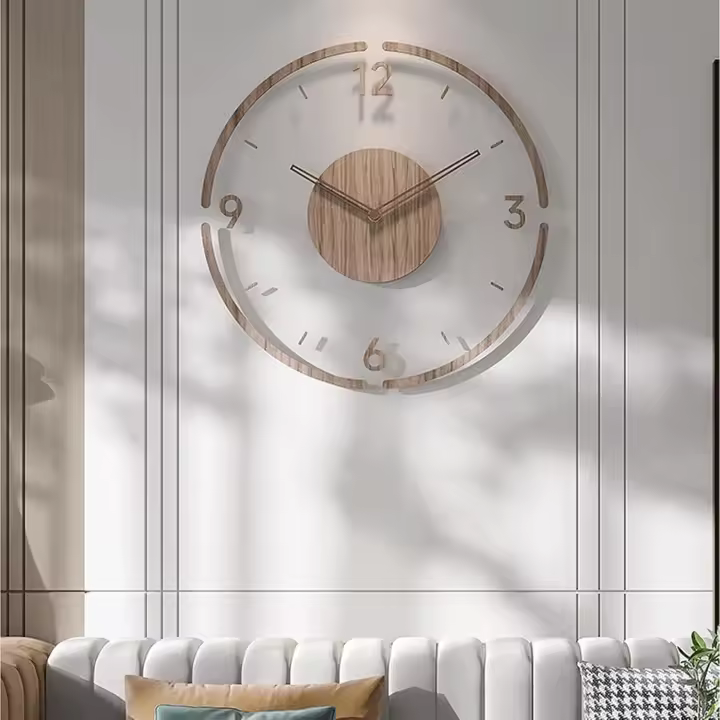 Reloj de pared Redondo de Madera Vintage para decoración del Hogar, Diseño Calado, Reloj de Arte Moderno para decoración de Sala de estar, Número Silencioso - 1