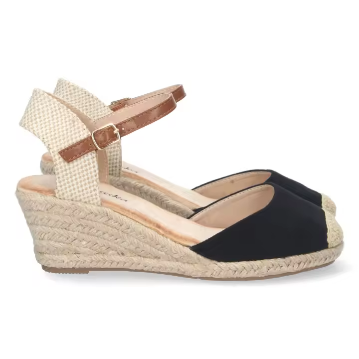 PuntoSalao Sandalias de cuña media en yute mujer color negro - 1