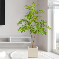 Arbusto Artificial De Ficus Grande 76-140cm Hojas De Palma Verdes Postizas Para Decoración De Jardín Y Hogar Material Plástico - details 4