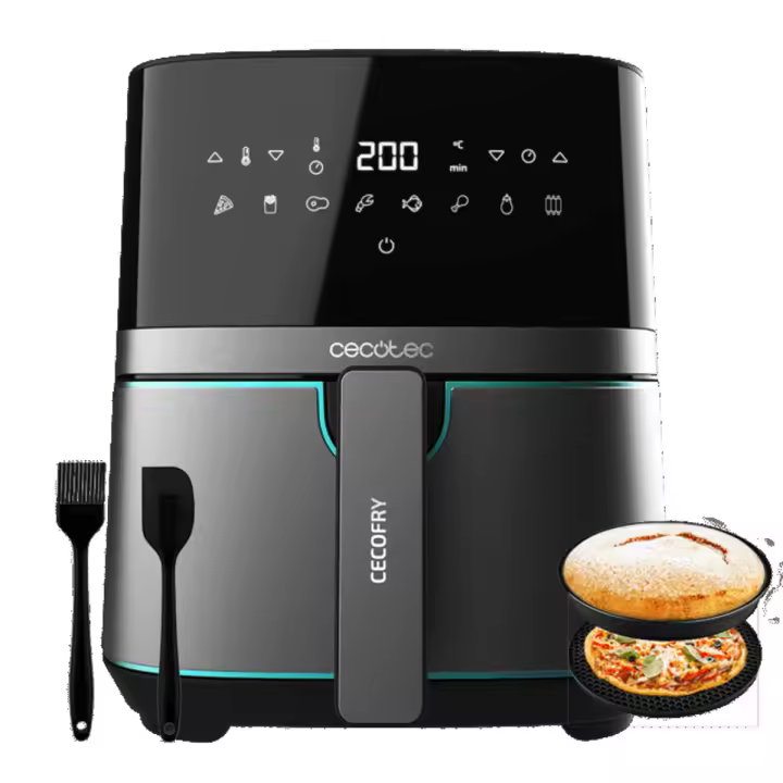 Freidora de Aire sin Aceite 5,5L Cecotec Cecofry Full InoxBlack 5500 Pro. 1700 W, Dietética y Digital, Panel Táctil, Acabados en Acero Inox, Tecnología PerfectCook, Termostato, 8 Modos - 1