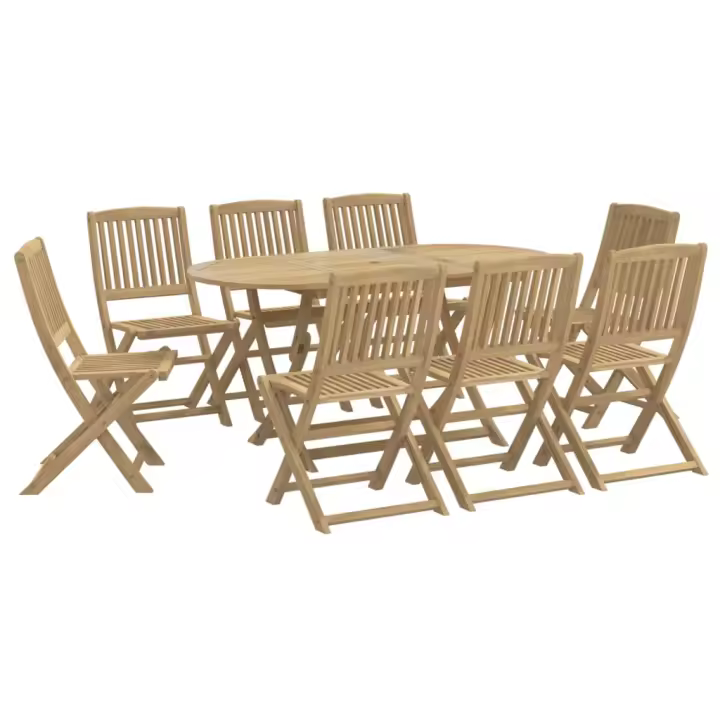 vidaXL Juego de comedor de jardín 9 piezas madera maciza de acacia - 1