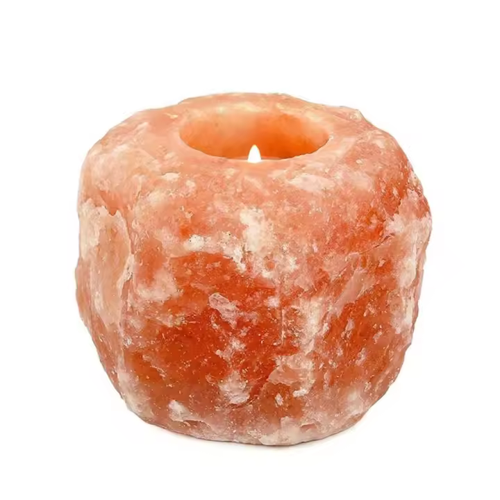 PLUSHOME Portavelas y Quemador de Sal Himalaya - Decoración del Hogar - Meditación - 1