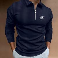 Camisa Polo Hombre Manga Larga Cierre De Cremallera Primavera Otoño Golf Moda Casual Tops Polyester Transpirable Estilo Contraste - details 5