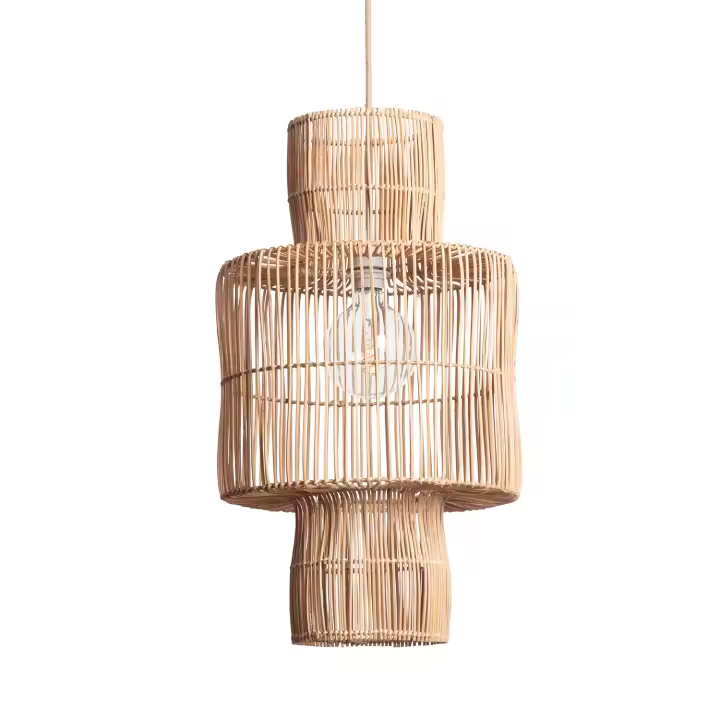 Ledkia Lámpara Colgante Ratán Bonghani ILUZZIA Textil Natural - 1