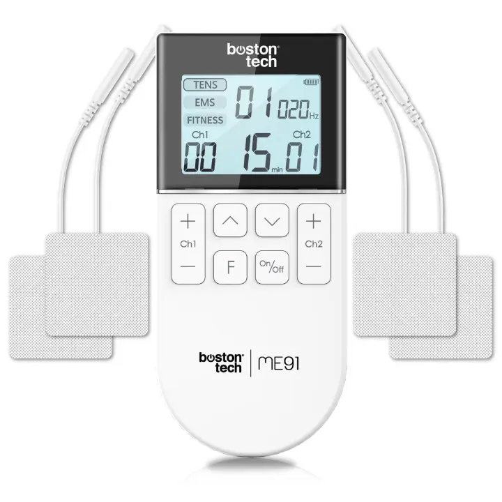 Boston Tech Electroestimulador Muscular TENS ME91 - Alivio del Dolor con 50 Programas - 1