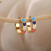 Pendientes Multicolor Corazones de Acero Inoxidable Esmaltado - Alegre y Duradero - details 3