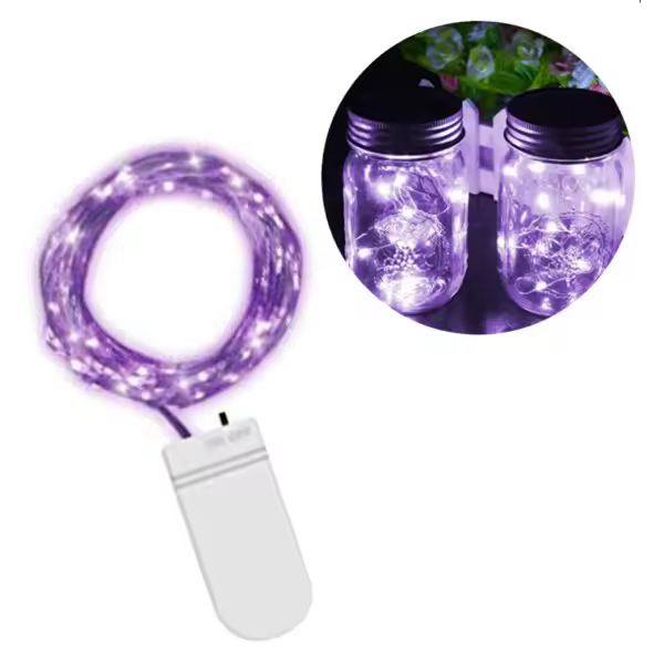 1m Mini LED String Lights Battery Powered Purple Purple - 1