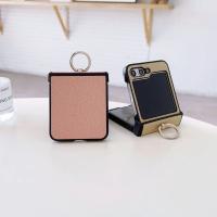Funda De Cuero Con Patrón De Lichia Para Samsung Galaxy Z Flip 6 5 4 3 Flip6 Flip5 Flip4 Flip3 5G Con Anillo Soporte Antichoque - details 3