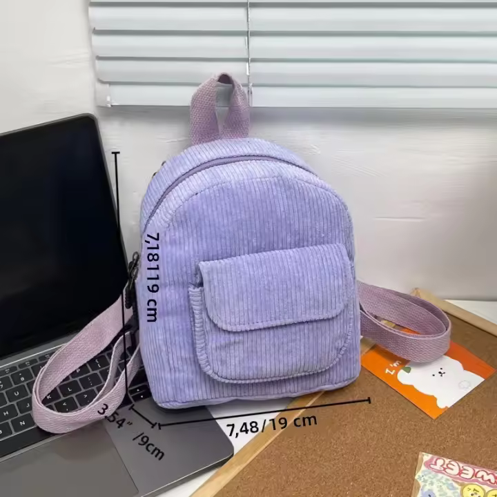 Mochila De Corduroy Personalizada Para Mujer Estilo Clásico Campus Antirrobo Con Mangueras Suaves Bolsa De Escuela Para Adolescentes Unisex - 1