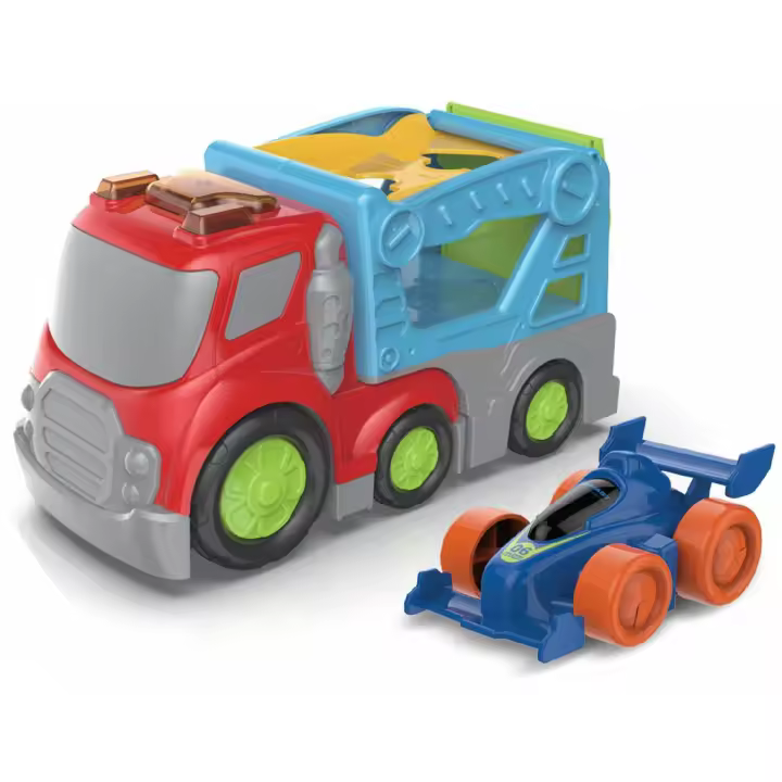 Camión Transportador con Luz, Sonidos y Vehículo de Carreras Vehículos para jugar PICCOLOTOYS - 1