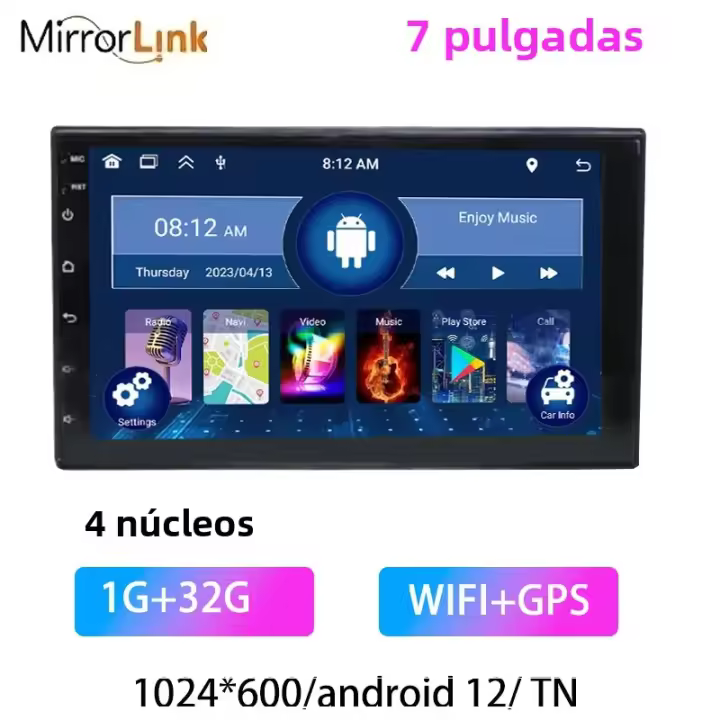 Reproductor Multimedia Para Coche Universal Android Auto Carplay 7 Pulgadas 9 Pulgadas 10 Pulgadas 32G GPS Compatible Con Hyundai Toyota Nissan Con Conector De Alimentación 12V DC - 1