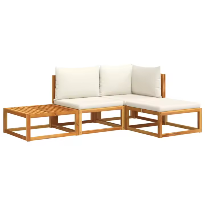 vidaXL Set sofás de jardín con cojines 4 pzas madera maciza de acacia - 1