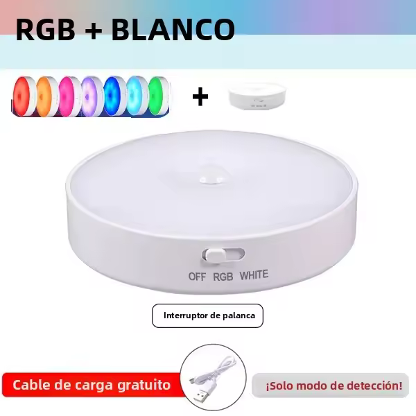 Lámpara LED RGB Sensor De Movimiento Recargable Por USB Iluminación Ambiental Para Decoración De Habitaciones Escaleras Pasillos - 1