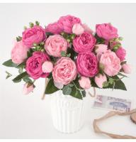 Ramo De Flores Artificiales Peonía De Seda Para Decoración De Casamiento Y Hogar Piezas Pequeñas Diseño De Bouquet Para Interior - details 8