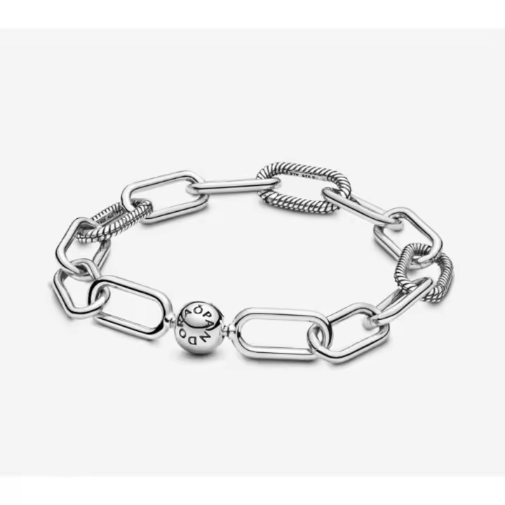 PANDORA Pulsera entrelazada Bond con cadena de plata 925, ideal para regalar en cumpleaños de pareja - 1