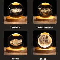 Lámpara De Mesa LED En Cristal Con Galaxia Luna 3D Luz Nocturna Para Dormitorio Sala De Estar Regalo De Navidad USB Poder - details 4