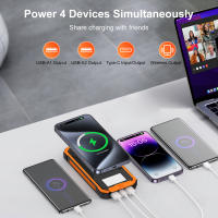 Banco de Energía Solar, Cargador inalámbrico portátil de 20 000 mAh with Entrada/Salida USB C para teléfonos portátiles, badería externa con dos linternas para acampar. - details 2