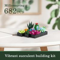 Kit De Bloques De Construcción Para Plantas De Suculentas 682PCS Set De Decoraciones De Escritorio Juguete Para Niñas Regalo De Navidad Incluye Plantas En Macetas - details 3