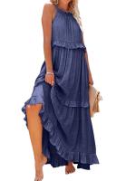 Vestido De Verano Para Mujer Con Camisola Y Falda Larga Estilo Europeo Y Americano Sin Mangas Cuello Redondo Polyester Spandex - details 13