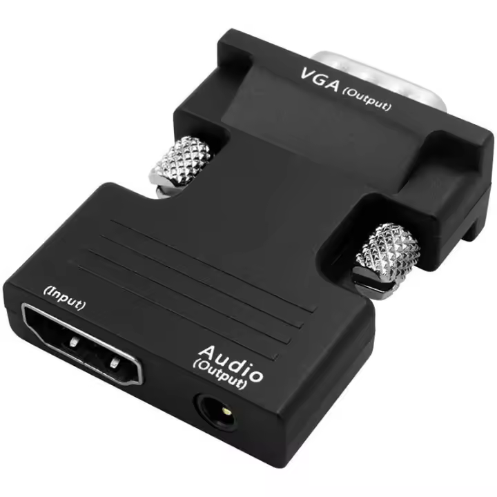 Adaptador Convertidor HDMI-Compatible a VGA Para TV Box 1080P PC Cable De Video Y Audio Aux Jack 3.5 Proyector Monitor Display Port - 1
