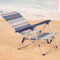 Silla playa plegable baja 5 posiciones a rayas azules y grises Aktive - details 2