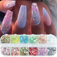 12Grillas De Brillo Holográfico Para Uñas En Rosa Oro Y Plata Decoraciones De Artículos De Manicura Con Lentejuelas Paillettes Spangles Slices - details 1